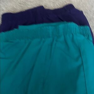 Teal and Purple Elastic Scrub bottoms Small